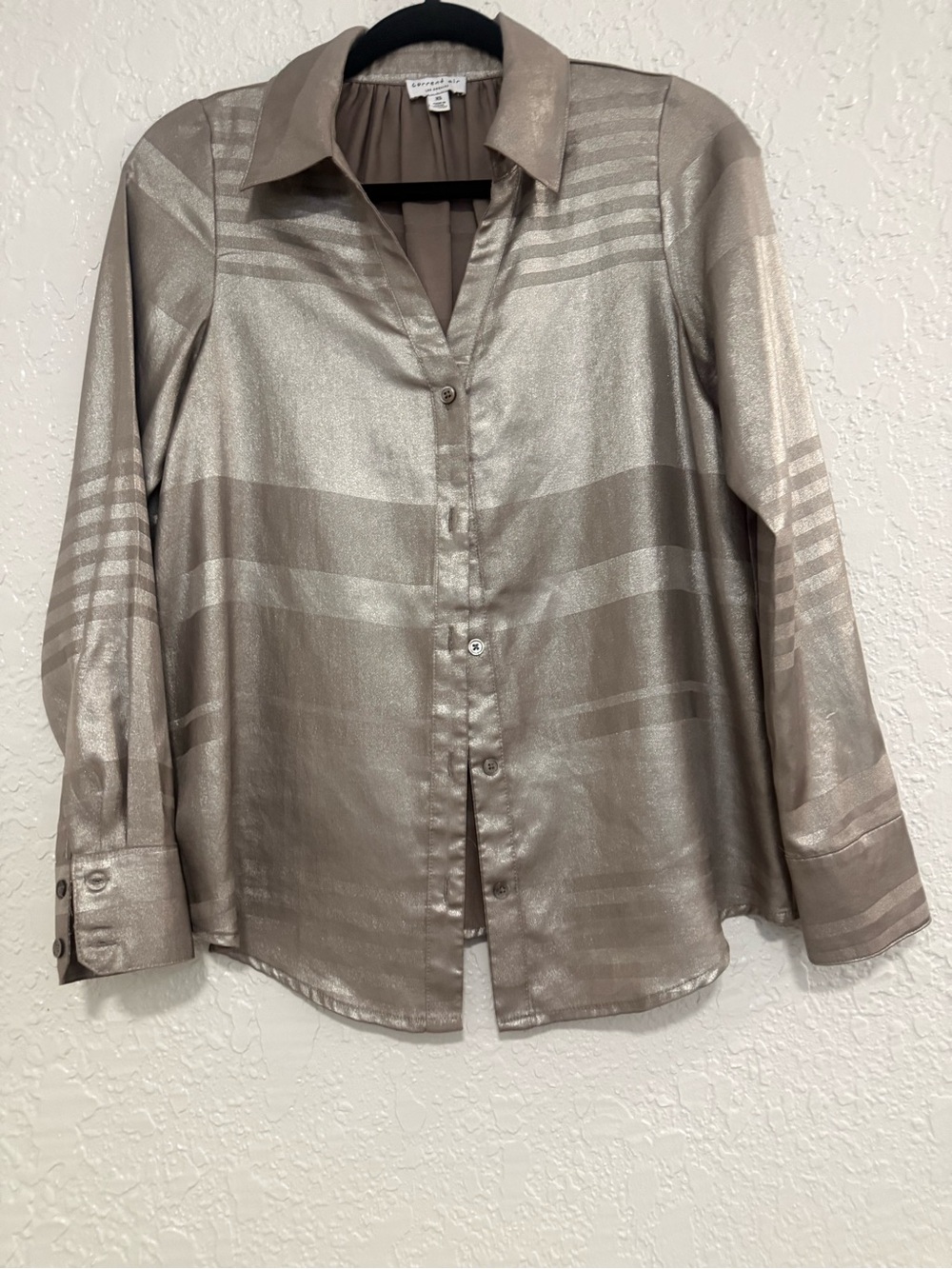 Current Air Metallic Taupe Button-Down Shirt